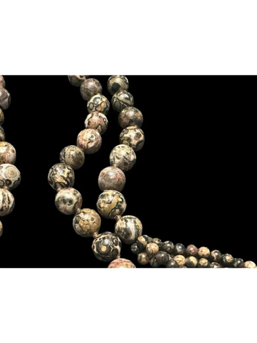 Jasper Necklace Carved Stone Elephant Trunk Up Knotted Bead Necklace Tribal 33